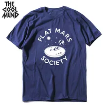 COOLMIND хлопок, летняя свободная Мужская футболка с коротким рукавом, повседневная мужская футболка с космическим принтом, крутая футболка с круглым вырезом, Мужская футболка