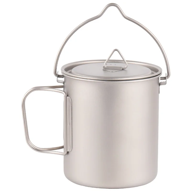 Наружный титановый горшок, кружка, чашка, посуда для кемпинга, чашка для пикника, кружка для воды, кофе, чай с контейнер с крышкой 750 мл