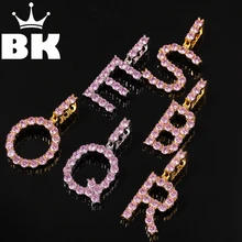 Шикарный король CZ розовый обычай теннис Начальная Буква Кулон ожерелье Iced Out кубический цирконий мужские и женские ювелирные изделия