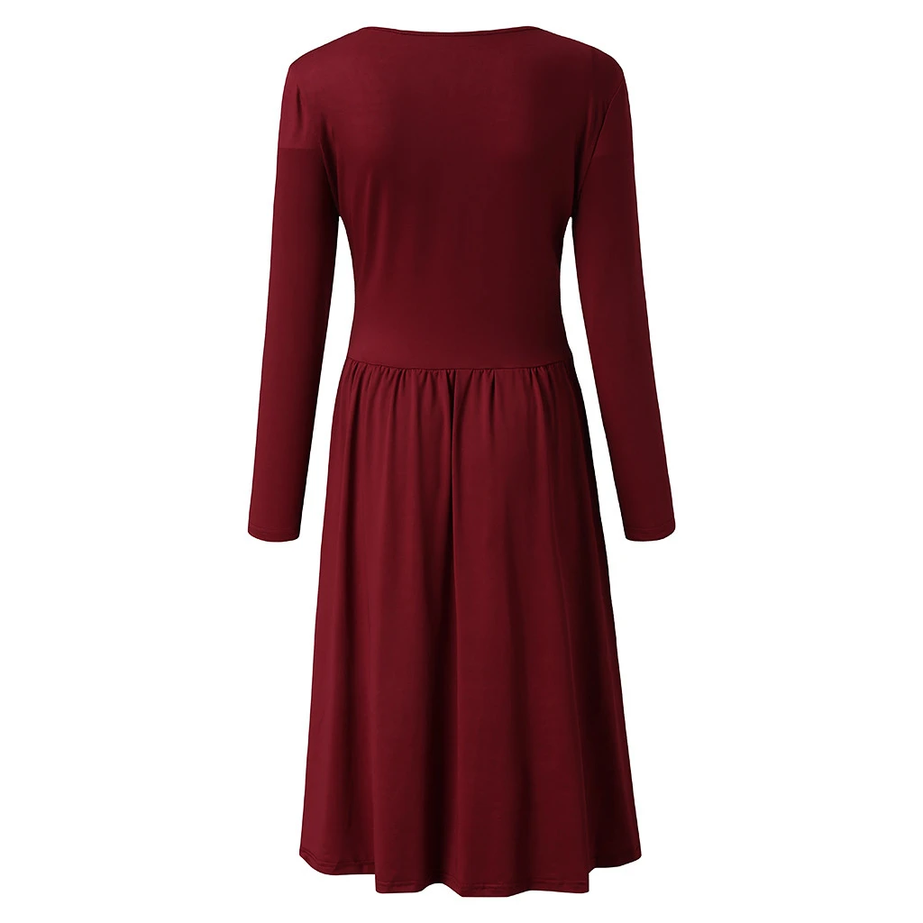 FREE OSTRICH 2019 Autumn Winter Dress Women Long Sleeve Dress Casual Slim Sashes Midi Dress Plus Size Fashion Clothing 930