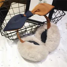 Новые складные наушники для женщин, Корейская версия милых женских забавных зимних наушников, повязка на голову из искусственного меха, теплые плюшевые вечерние наушники