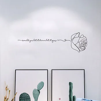 

English Rose INS Wall Stickers Creative Lines Bedroom PVC Background Decorative Stickers