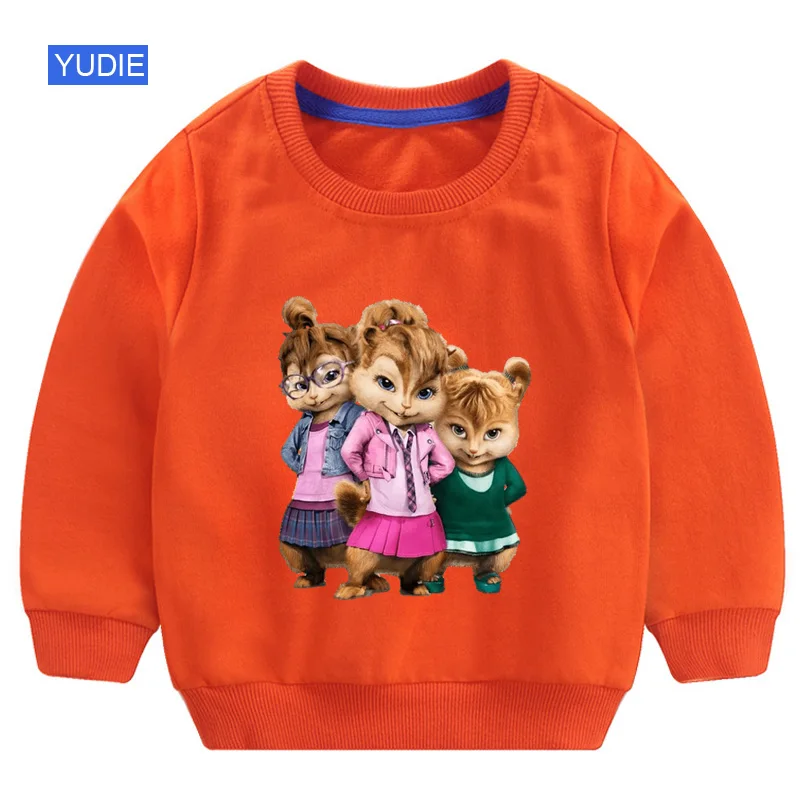 Детский свитер для мальчиков с Элвином и чипманком; белая толстовка для малышей; модный детский свитер; осень г.; одежда для маленьких девочек - Цвет: sweatshirt orange