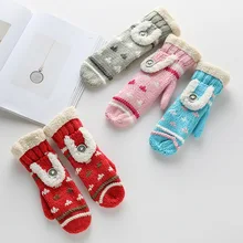Outono inverno luvas femininas adorável coreano espessado à prova de frio quente de lã grossa luvas de malha luvas de mão feminina