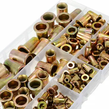 

165pcs/Set Rivet Nut Mixed Carbon Steel Flat Insert Threaded M3-M10 Fasteners