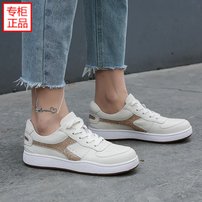 

2019 Spring New Style Korean-style Versatile Genuine Leather Thick Bottomed Platform Shoes Women's Slanted Heel Lace-up Casual S