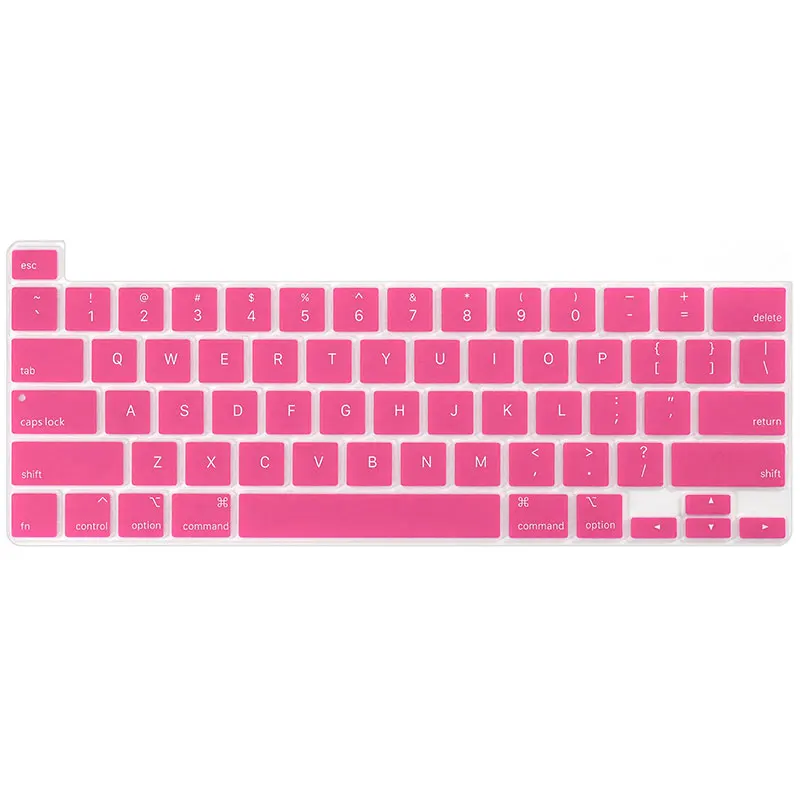 Pink HRH цветная силиконовая английская клавиатура, кожный чехол для MacBook New Pro 16 дюймов с сенсорной панелью и сенсорным ID A2141 - Цвет: Pink