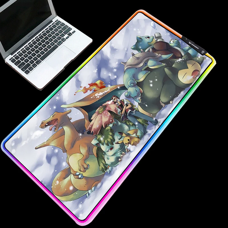 

Yuzuoan RGB Pokemoner Family Cute LED Light Game Mouse Pad Home Computer PC Rubber Material Non-slip Table Mat