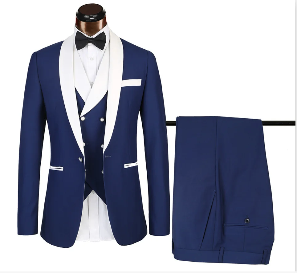 

Men Suit Groom Tuxedos Wedding Suits 3 Pieces (Jacket+Vest+Pants) Bridegroom Evening Business Prom Party Suit Slim Fit for Men