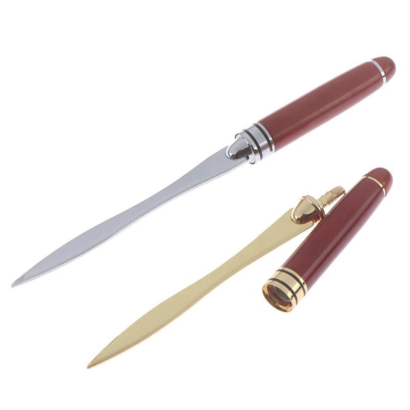 1pcs Wood Handle Letter Opener Stainless Steel cut paper Knife Split file envelopes