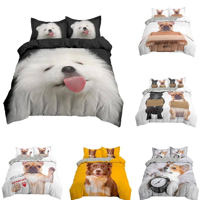 

Lovely Dog Bedding Set 3D Printed Cute Animal Duvet Cover Twin Full Queen King Double Supking Sizes Bed Linen Pillowcase 2/3Pcs