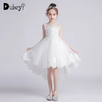 

4-12 Years Girl Wedding Dress Elegant Flower Girl Pageant Princess Dress Little Mermaid Prom Party Costumes