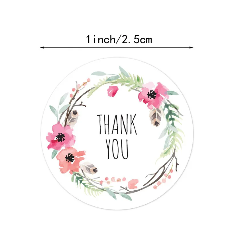 100-500pcs Labels Roll Flower Thank You Stickers Scrapbooking For Gift Decoration Stationery Sticker Seal Label Handmade Sticker