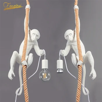 

Modern Chinese Pendant Light Nordic Resin Monkey Lamp Led Pendant Lights Living Room Restaurant Bedroom Kitchen Hanging Lamps