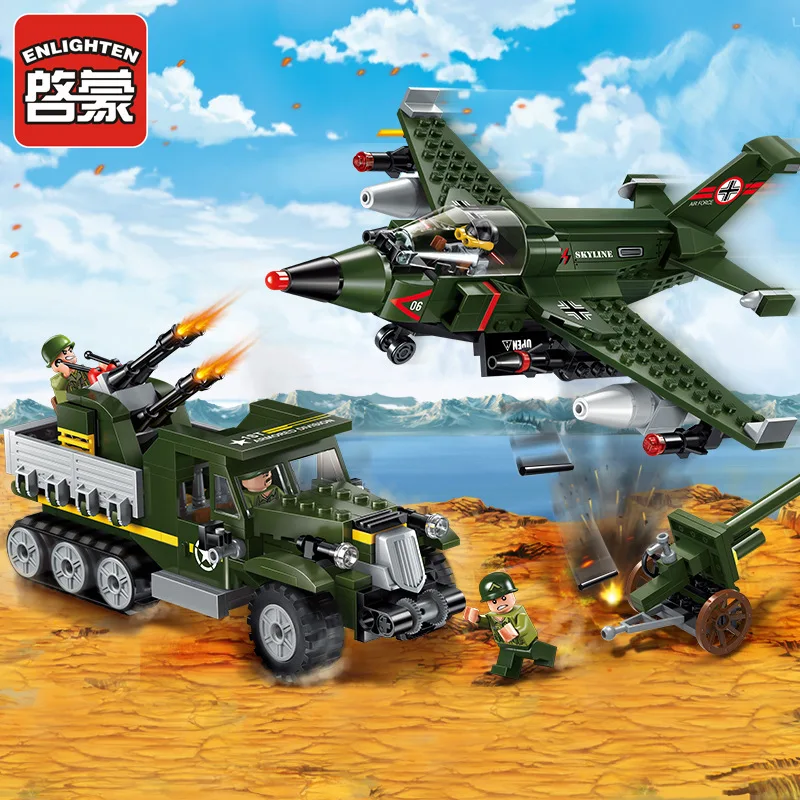

ENLIGHTEN Air Large Duel 1710 Military Model Series Building Blocks Children Early Childhood Educational Assembled Toys