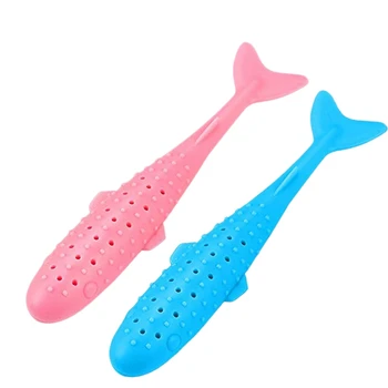 

2 Pcs Pet Cat Catnip Toothbrush Toy Bite Resistant Silicone Simulated Fish Shape Cat Teething Stick Interactive Toy
