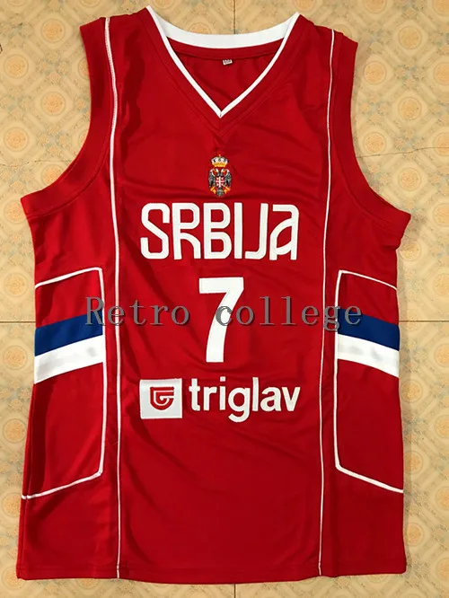 

high quality #7 Bogdan Bogdanovic 2017 Team Serbia red Retro throwback Basketball Jersey Embroidery Stitched