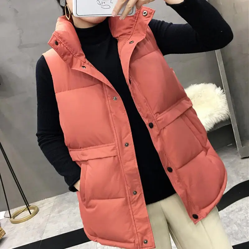 

Vest Women Winter Coat Casual Sleeveless Jacket Warm Waistcoat Vest Female Loose Oversize Thicken Winter Vest Women Coat Q1898