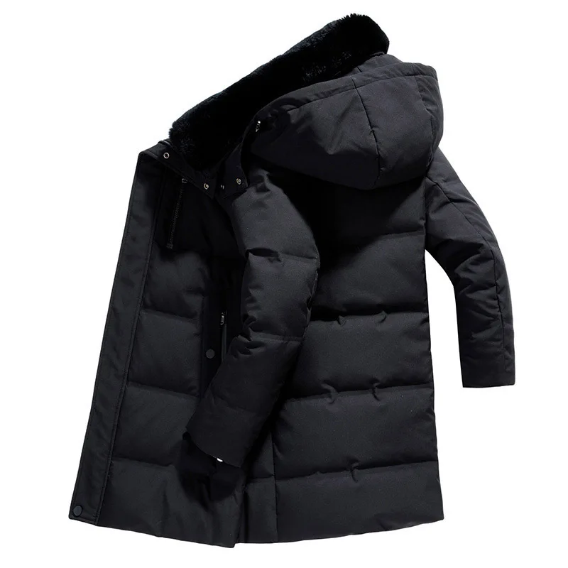 

Plus Fat plus Size Medium Length Money Down Jacket Men Thicken Keep Warm Middle Age Fat Man Dad Pack Winter Mao Collar Coat