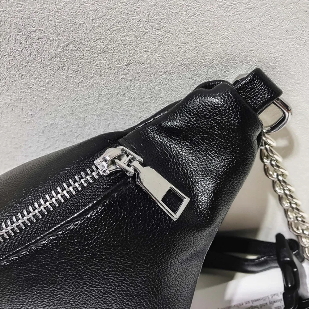 Women Chest Bags Fashion Chain Leather Messenger Bag Shoulder Bag Female Large Capacity Zipper Phone Money Female Waist Packs