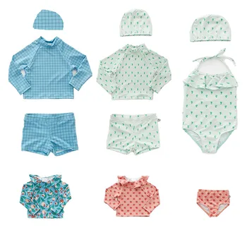 

EnkeliBB 2020 Kid Boys Swimming wear Oeuf Baby Boys Blue Green Cactus Pattern Swim Suits Children Summer Hawaii Suit Bath Outfit