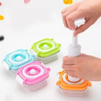 

GloryStar 4pcs Baby Food Box Snack Box Transparent Freezer Picture Color Baby Vacuum Tableware with Lid Fresh Vacuum Milk Box