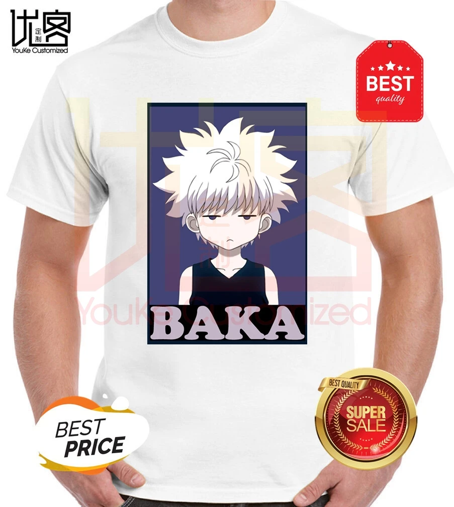 Охотник Killua Zoldyck Сапожки в стиле бака Футболка размера плюс модные футболки для