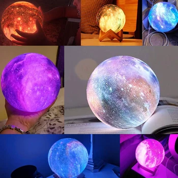 

LED Night Light 3D Print Moon Lamp Remote Control Color Change LED Bedside Home Christmas Decor 16 Colors Night Lamp Kids Gift