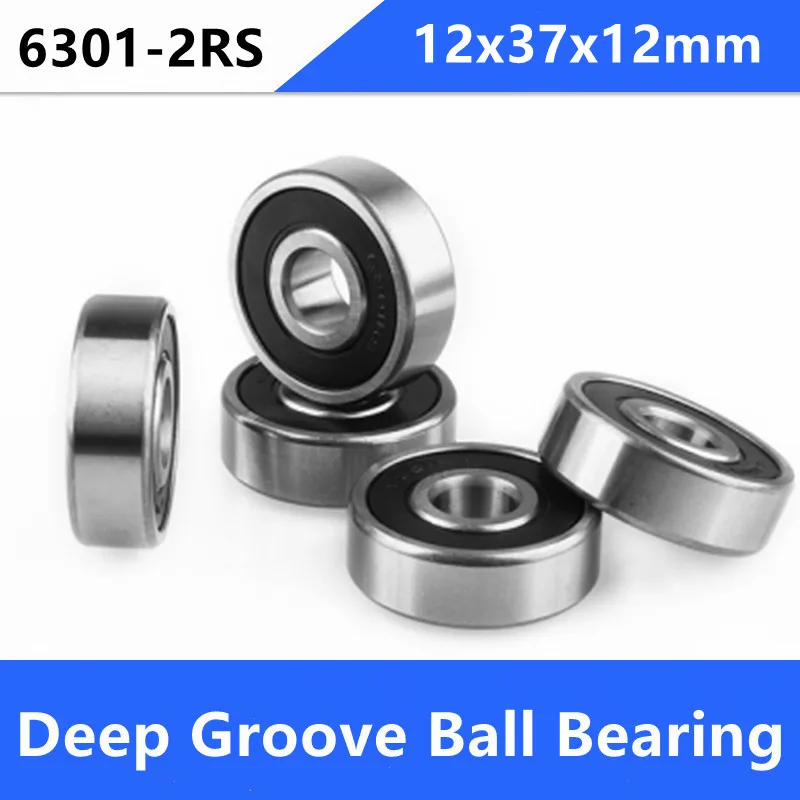 20pcs/lot 6301-2rs 6301rs Rubber Sealed Deep Groove Ball Bearing 12*37 ...