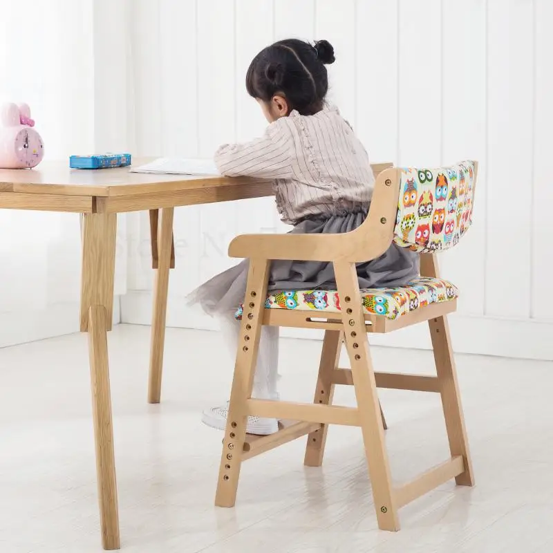 900 Child Learning Chair Elementary School Student Writing Home Back Desk Solid Wood Adjustable Lifting Computer Sea |