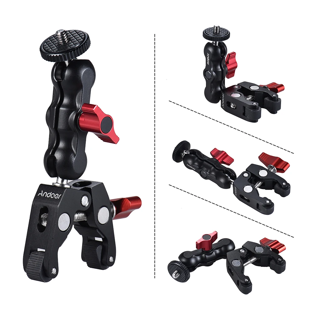 Andoer Мультифункциональный суперзажим шаровой головкой зажим Magic Arm Супер Зажим w/1/4