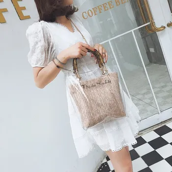 

Transparent Bag Female 2020 New Style Summer Fashion Bucket Bag Chic Bamboo Shoulder Messenger Bag Women's Cross-body Chain