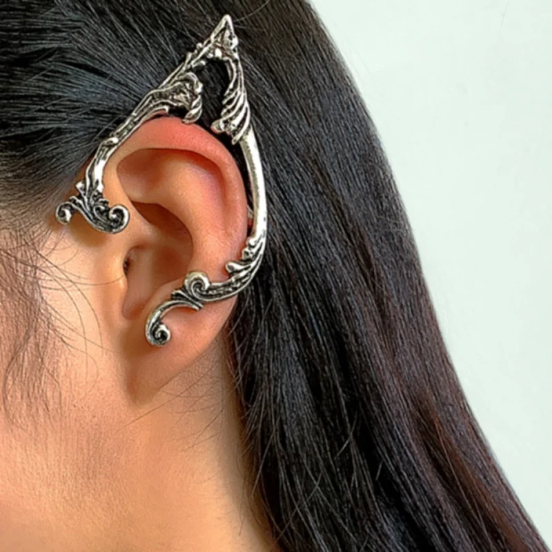 Gothic Punk Elven Cuff Earring For Women Hip Hop Vintage Elf Ear Clip Earrings Halloween Cosplay Jewelry Girls Gift | Украшения и