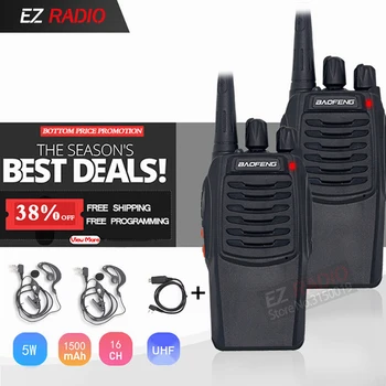 

2pcs Walkie Talkie Headset Programming Cable Cheap Baofeng Radio 5W 16CH UHF 400-470Mhz BF-C1 Upgrade of 888S Baofeng bf-888s