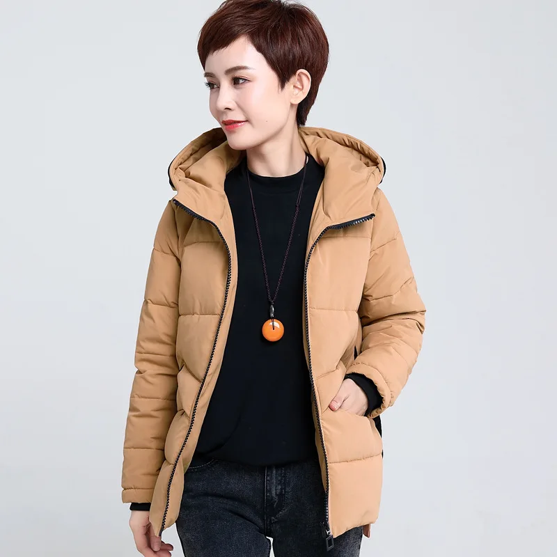 

2018 Autumn & Winter New Style Middle-aged Women Dress Cotton-padded Clothes Women's Short Large Size Loose-Fit Coat Middle-aged