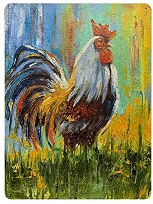 

Chicken Tin Sign Vintage Metal Sign Plaque Metal Vintage Farmhouse Wall Decor Rooster Retro Metal Signs