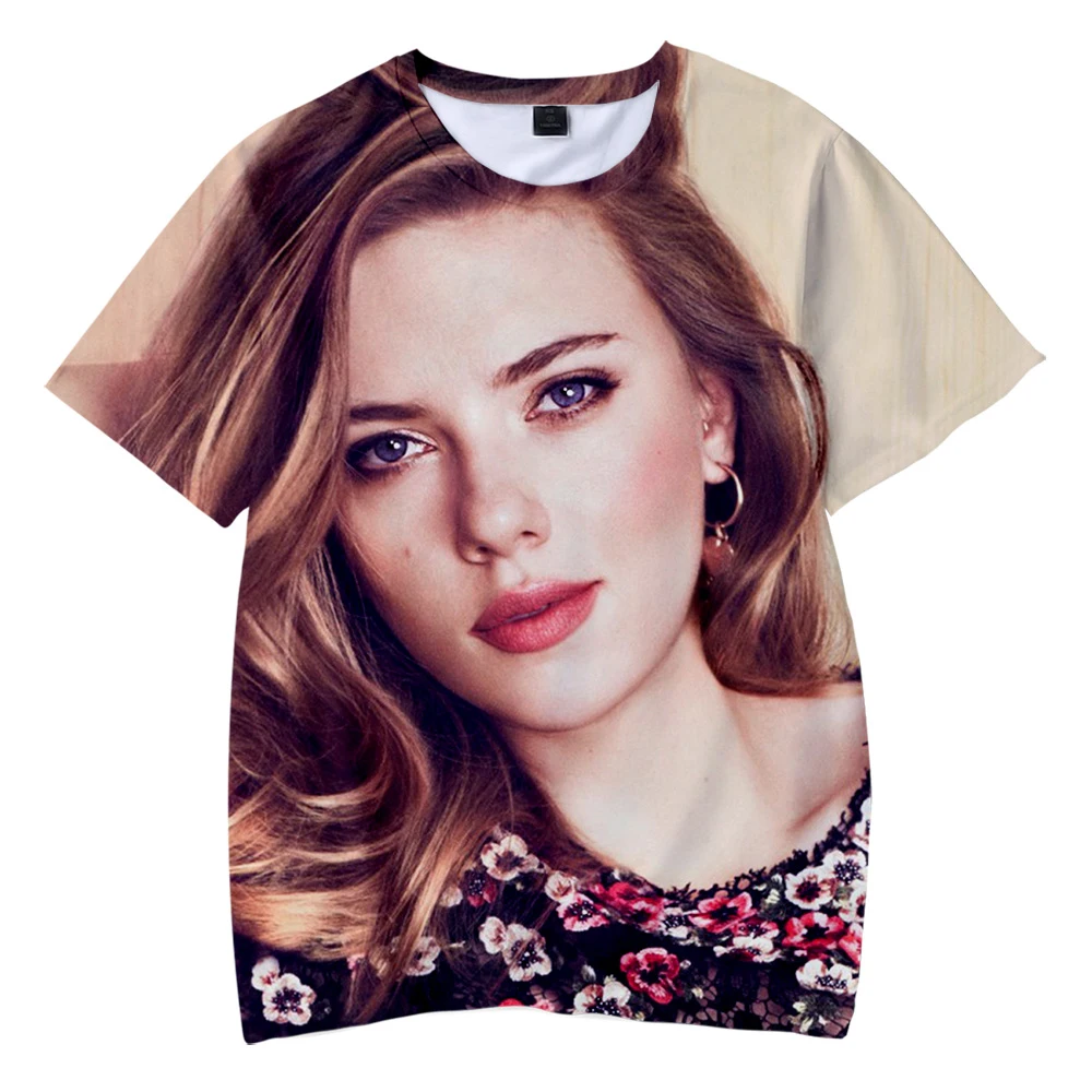 Футболки Scarlett Johansson; Одежда для мальчиков и девочек; футболка с короткими рукавами в стиле «хип-хоп»; детская одежда