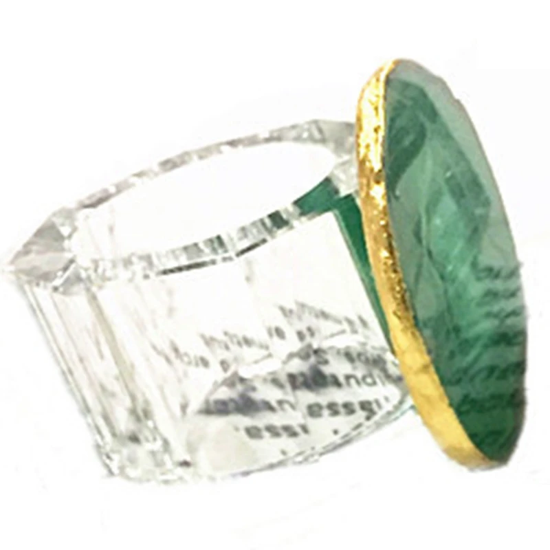 1Pcs Natural Agate Napkin Rings Gold Edge Napkin Buckle Napkin Ring Holder Hotel Restaurant Wedding Party West Dinner Table Deco