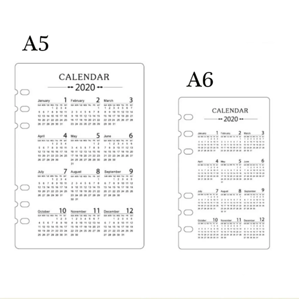 2 шт разделители для тетрадей с календарем A5/A6 разделители для страниц с 6 отверстиями дневник индексные страницы свободные спиральные разделители планировщик индексные страницы - Цвет: solid