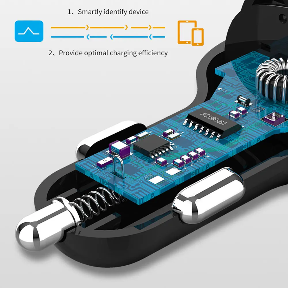 Двойной USB QC3.0+ 2.4A зарядное устройство Автомобильное устройство для быстрой зарядки удобство мобильного телефона один для трех зарядных устройств s эффективный зарядный адаптер