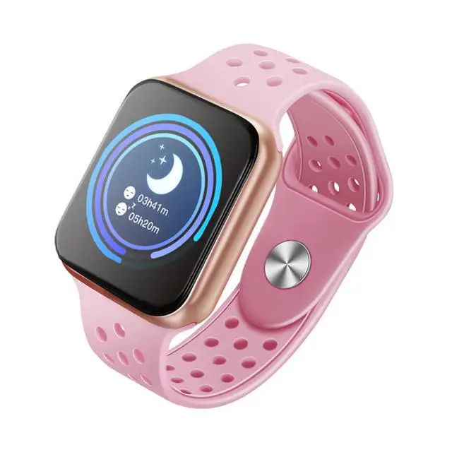 Полный экран сенсорный F9 Смарт часы для женщин и мужчин водонепроницаемый сердечного ритма кровяное давление Smartwatch для IOS Android телефон pk S226 P68 - Цвет: gold pink