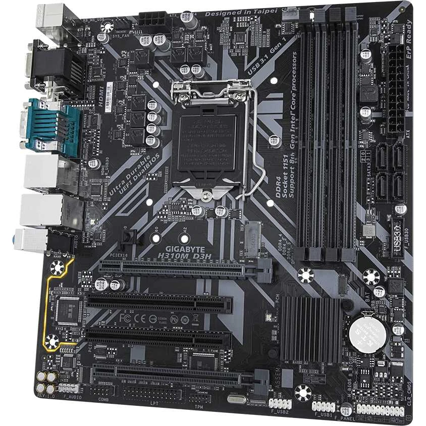 Материнская плата Gigabyte H310M D3H Soc-1151v2 Intel H310 4xDDR4 mATX AC`97 8ch(7.1) GbLAN+VGA+DVI