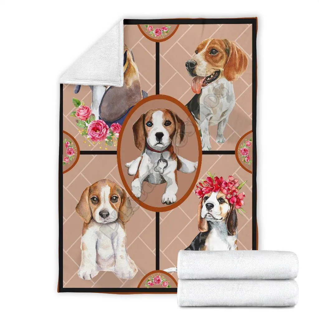 

Puppy beagles fleece blanket Printed Blanket Adults/kids Fleece Blanket Sherpa Blanket 02