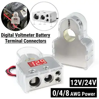 

Digital Car Battery Terminal Connectors Kit 0/4/8 AWG Positive Negative Car Battery Post Clamp for Car Auto Caravan Marine