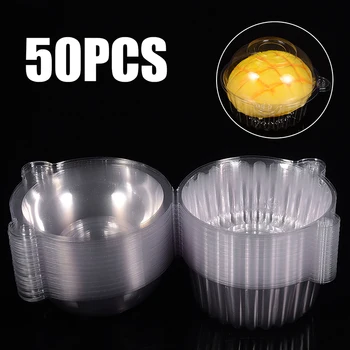 

50pcs Transparent Plastic Cupcake Cake Cases Fruits Muffin Package Boxes For Party Cake Cookies Storage Container Tableware