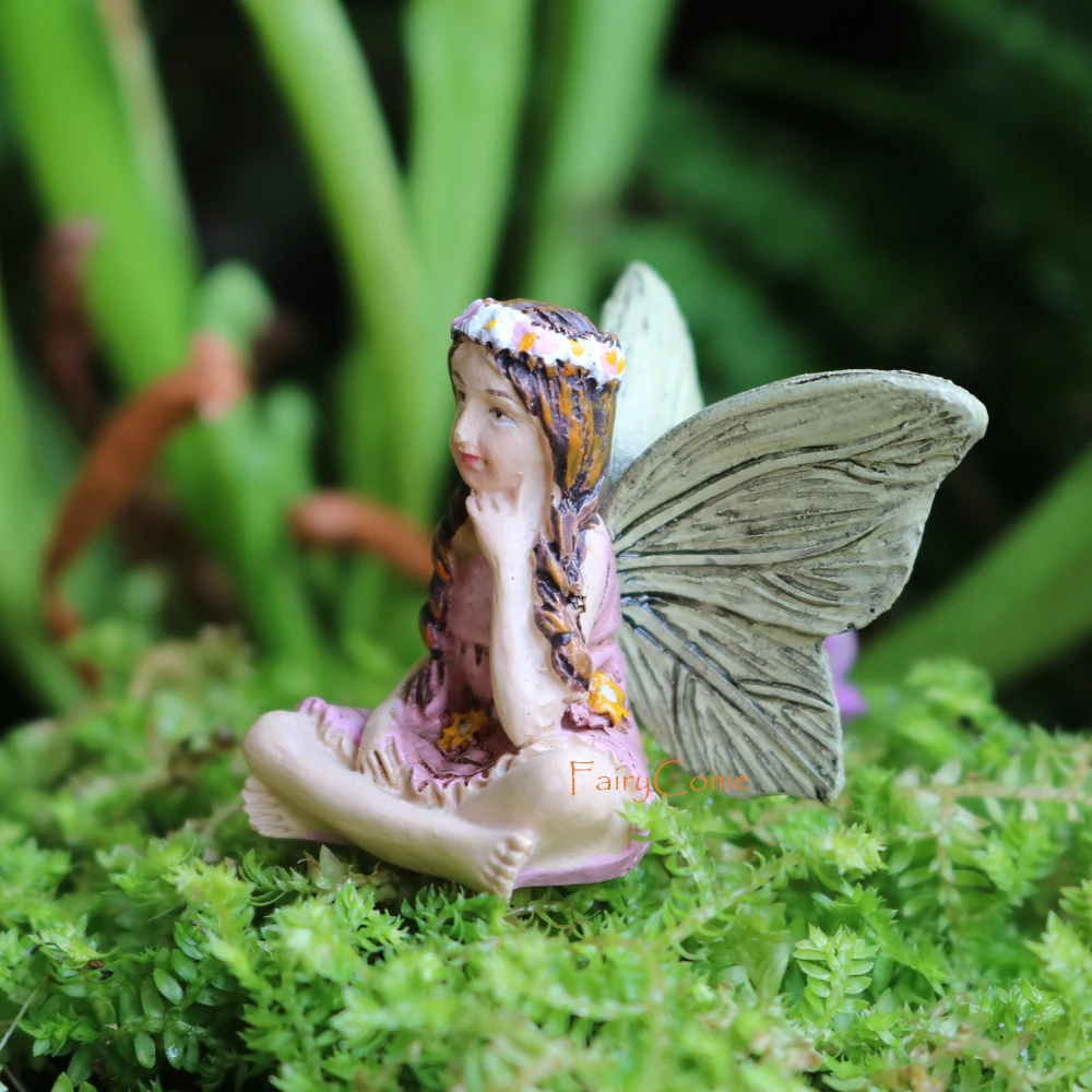 1 Piece of Miniature Garden Fairies Figurines Resin Mini Fairy Statue Figure Fairy Garden Ornaments Decorations Accessories