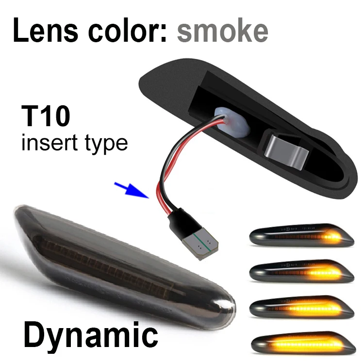 Светодиодный динамический сигнал поворота светильник боковина крыла маркер последовательного мигалка для BMW E60 E61 E81 E82 E87 E83 E84 E88 E90 E91 E92 E93 F10 - Испускаемый цвет: Dynamic Black T10