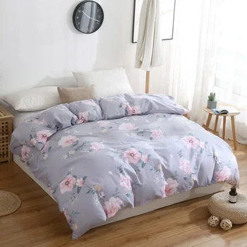 

New 100% cotton duvet cover Printed colored plaid quilt case for bed twin full king queen size brief blue white flower style