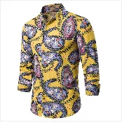 Мужская блузка, рубашки с длинным рукавом, приталенная рубашка с цветочным принтом, мужская повседневная Пляжная гавайская рубашка с коротким рукавом, осенняя мужская рубашка