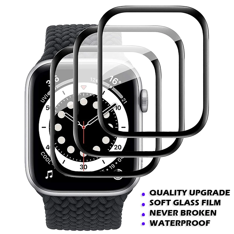 Full Curved Screen Protector For Apple Watch 6 5 4 3 SE 38mm 42mm Anti-blue Film For iWatch 40mm 44mm (Not Tempered Glass)